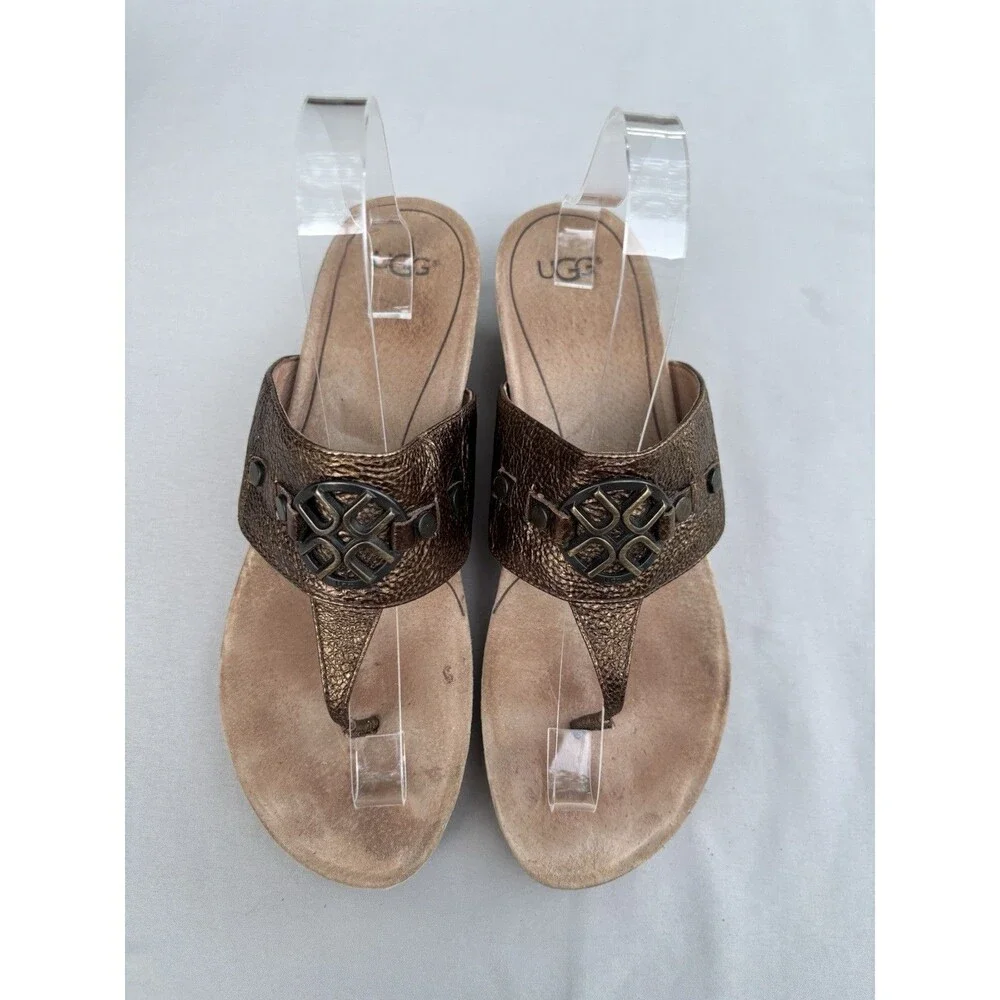 UGG Sandles - Cork Wedge Bronze Size 8